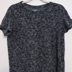 Old Navy EveryWear Floral Print Tee Gray Black Size M